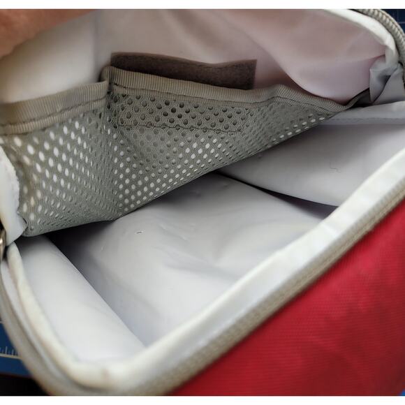 LL Bean Red and Gray Insulated Lunch Bag Cooler Tote Picnic All Around Zipper - Picture 8 of 16